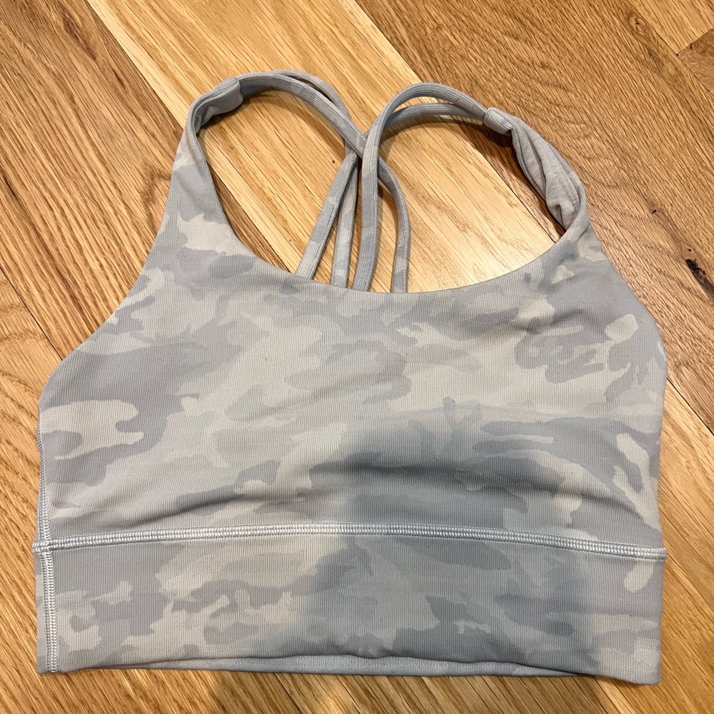 Lululemon long line bra in light camo, size 6.